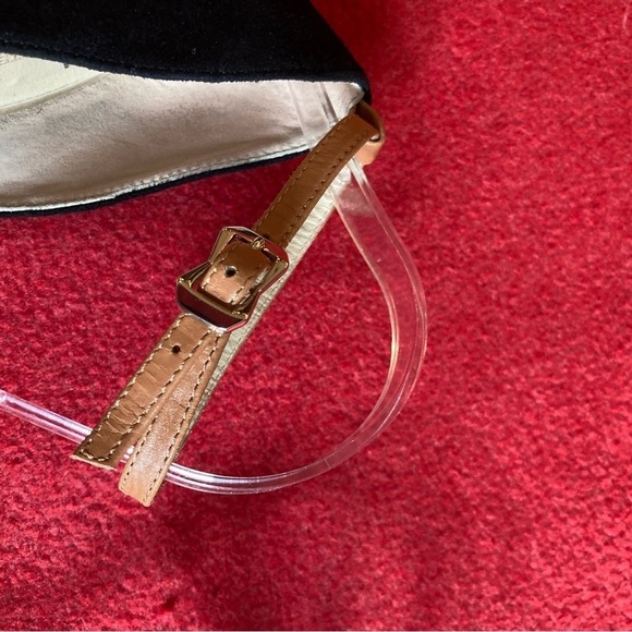 UNITED NUDE Sz 40 Rounded Toe Leather Suede Ankle Strap Golden Heel Shoes Heels - Picture 7 of 10